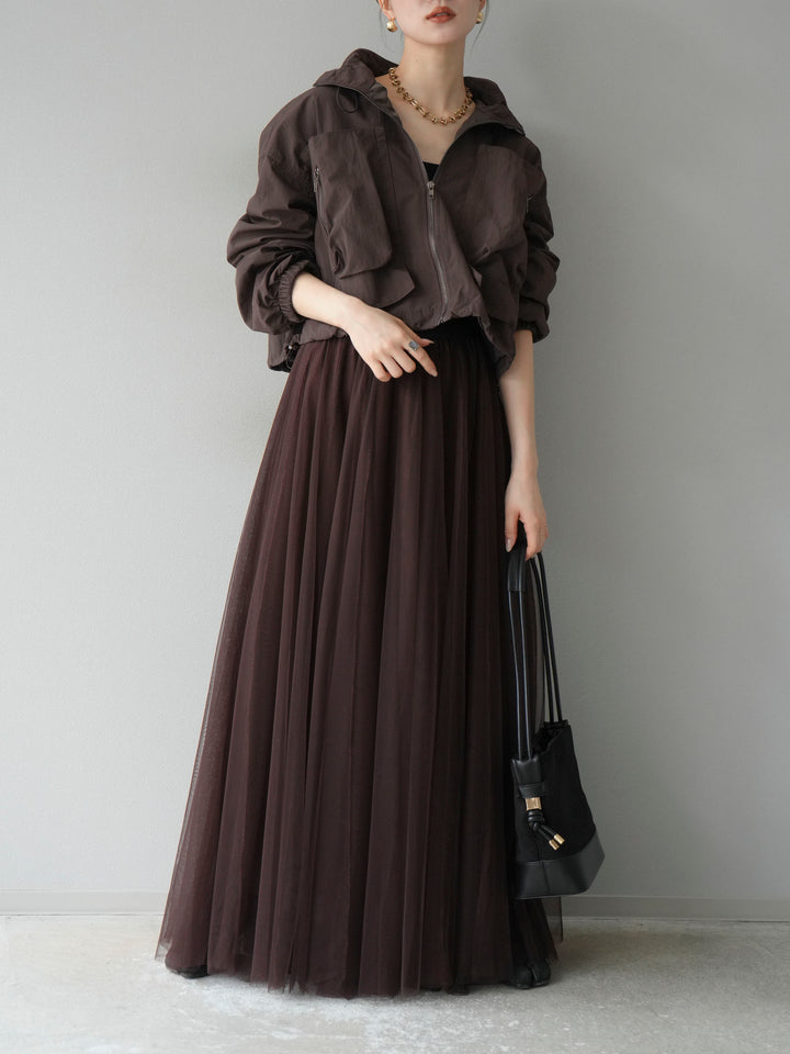 [予約]ポケットデザインショートブルゾン/ブラック