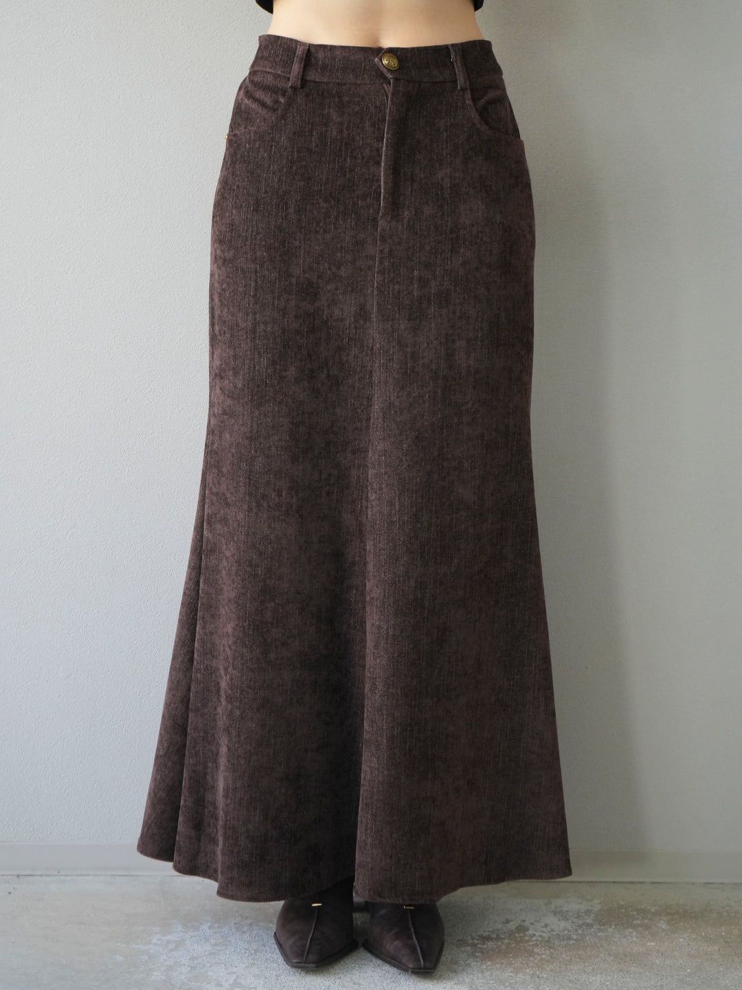 [予約]ベルベットマーメイドスカート/brown