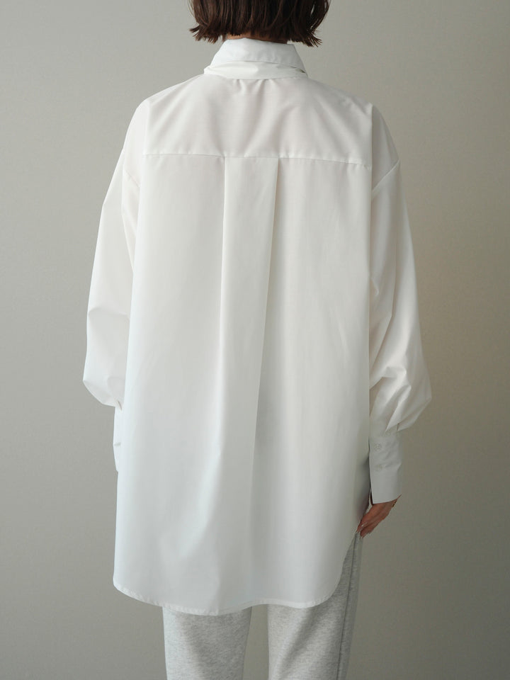 [予約]ボウタイ付オーバーシャツ/white