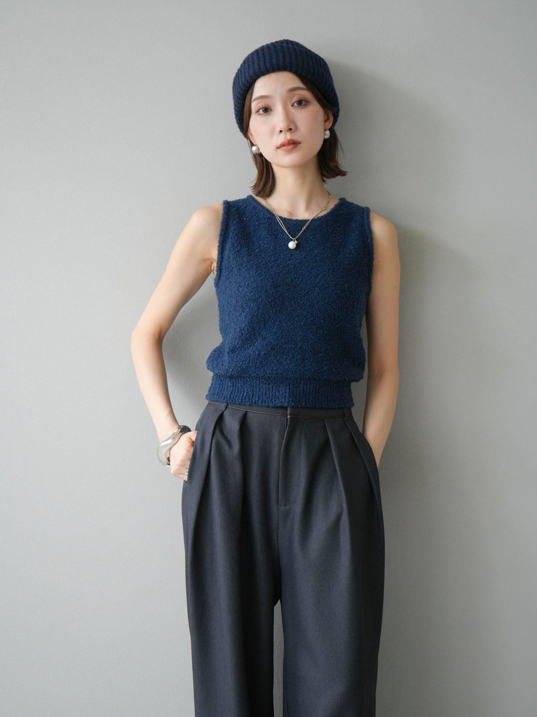 [予約]ニットビーニー/グレー