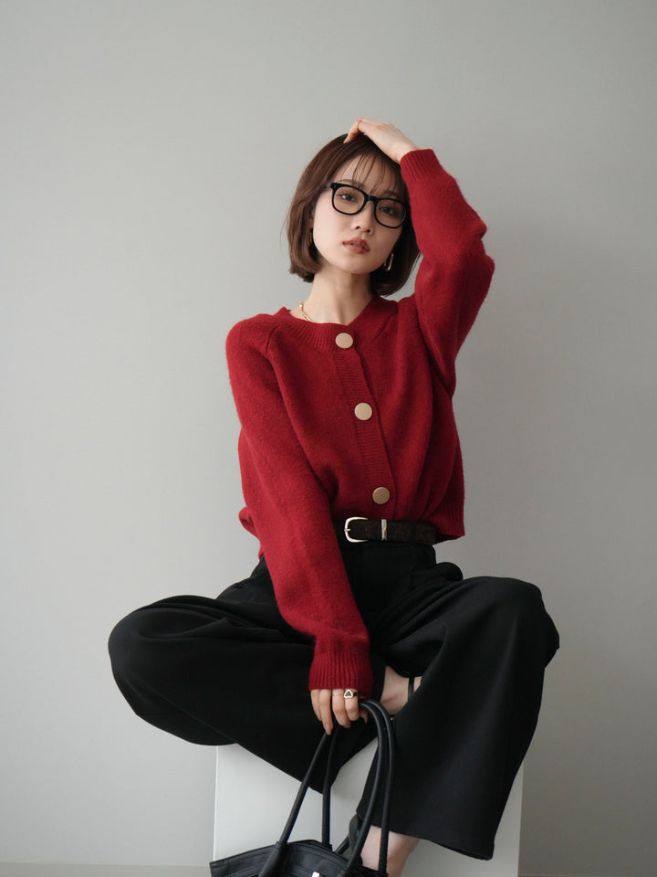 [予約]BIGボタンニットカーディガン/red