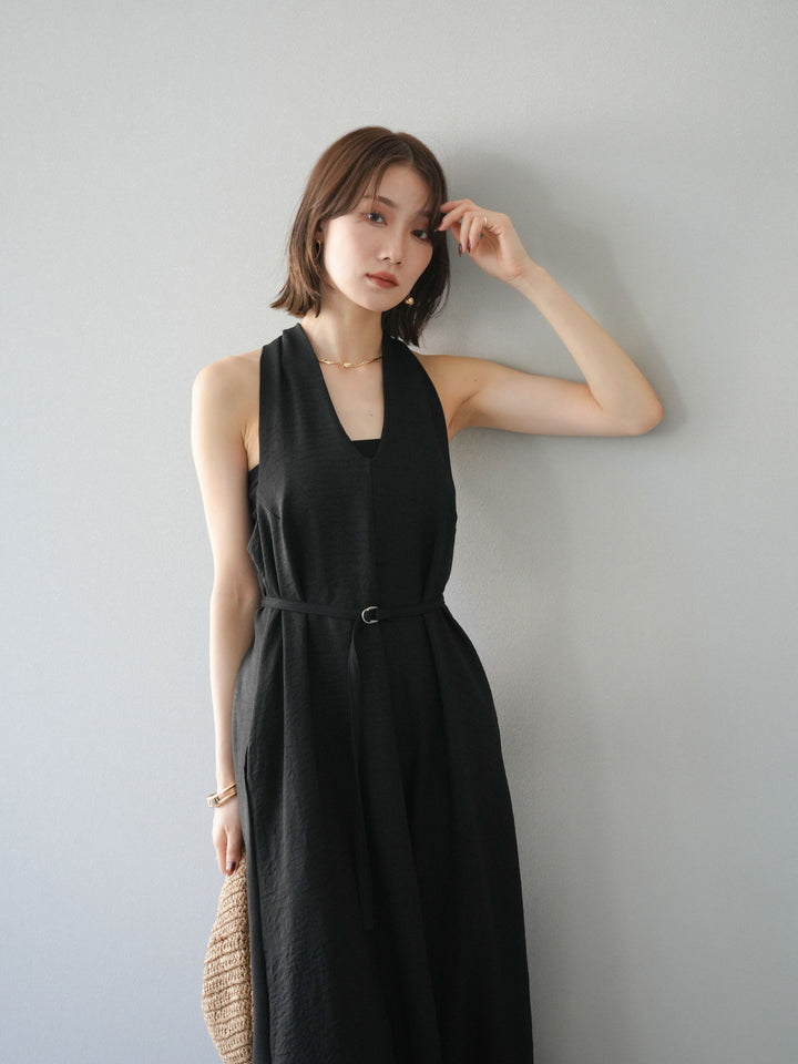 【預購】環形設計不均勻染色洋裝/黑色