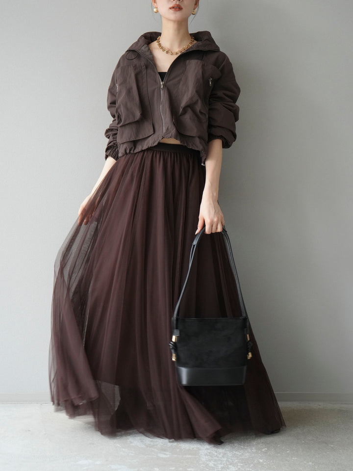 [予約]ポケットデザインショートブルゾン/ブラック