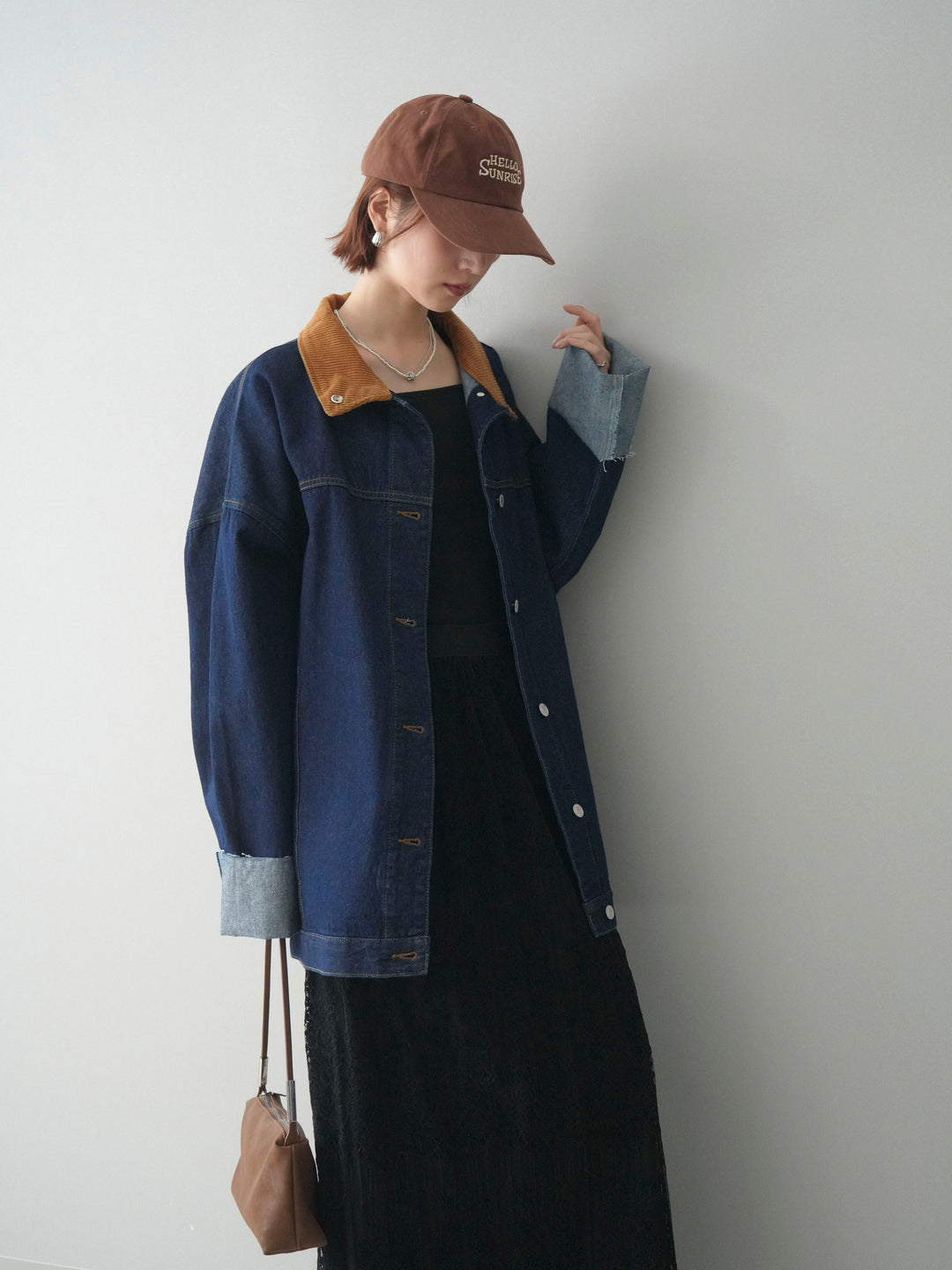 [予約]コーデュロイ×デニムミドルジャケット/indigo