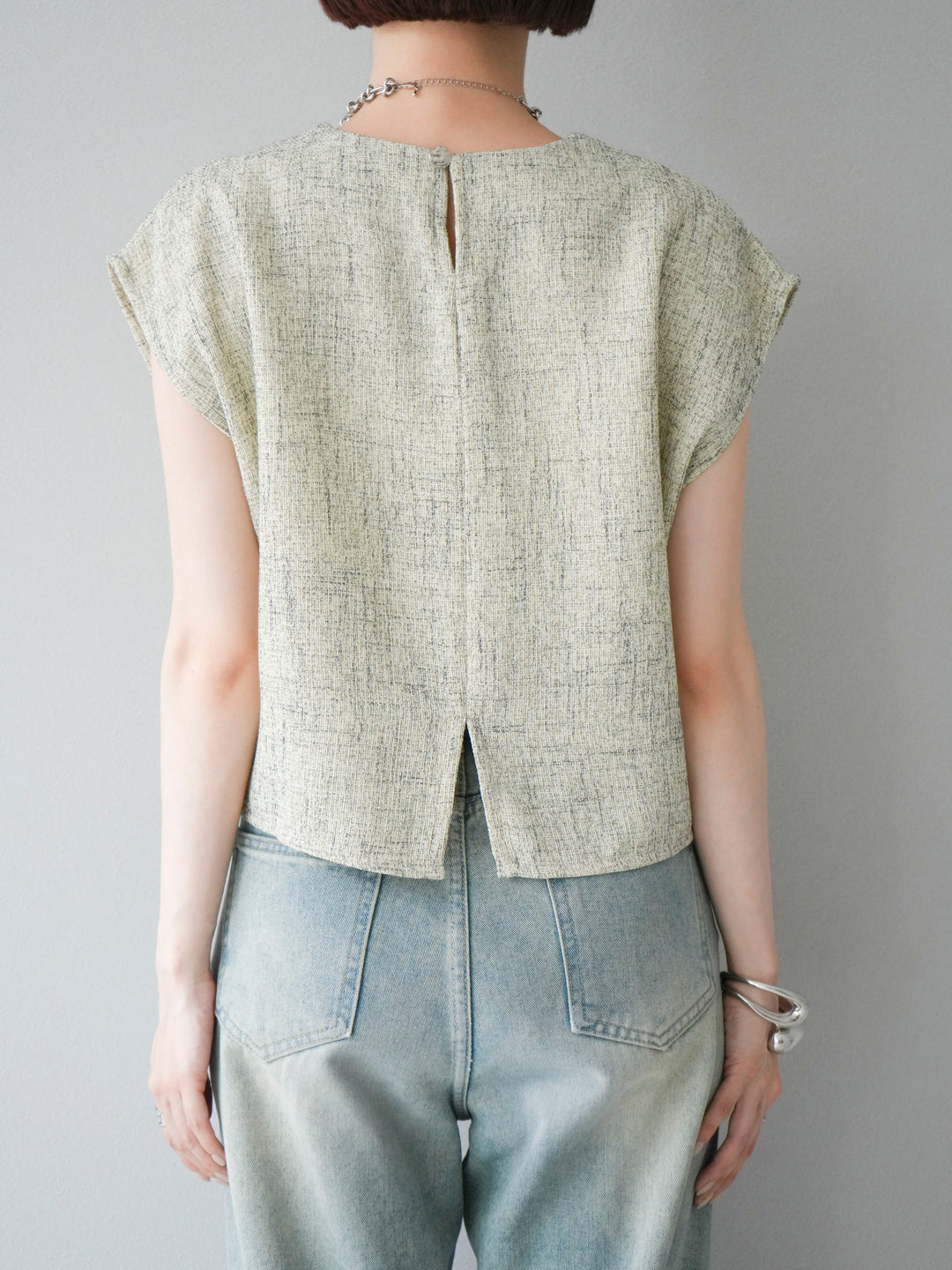 [予約]サマーツイードぺプラムブラウス/ベージュ