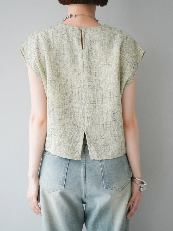 [予約]サマーツイードぺプラムブラウス/ベージュ