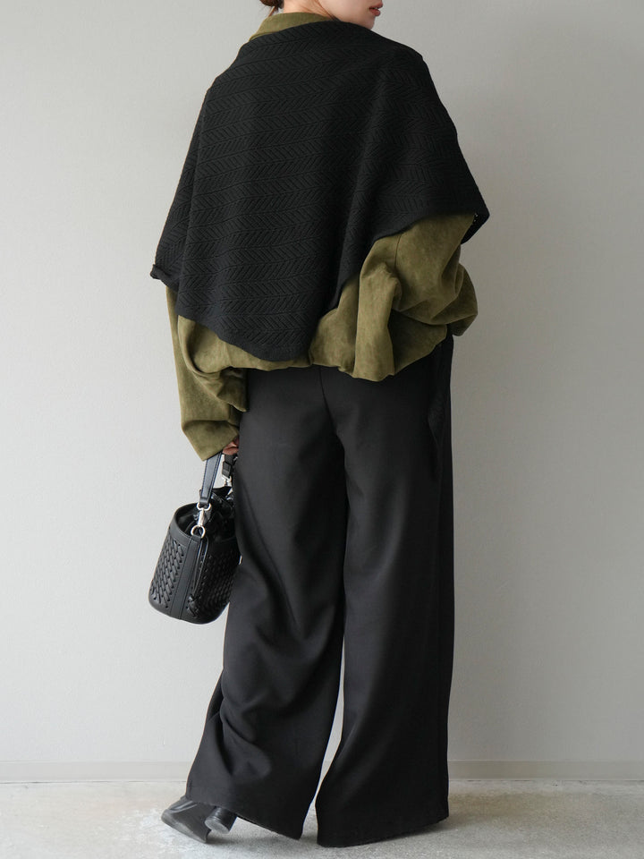 [SET] 麂皮外套+皮帶環設計寬褲（2套）