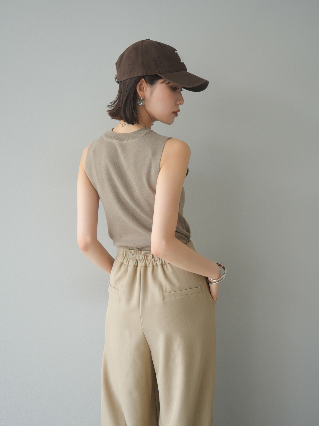 [予約]レーヨンニットタンクトップ/ベージュ