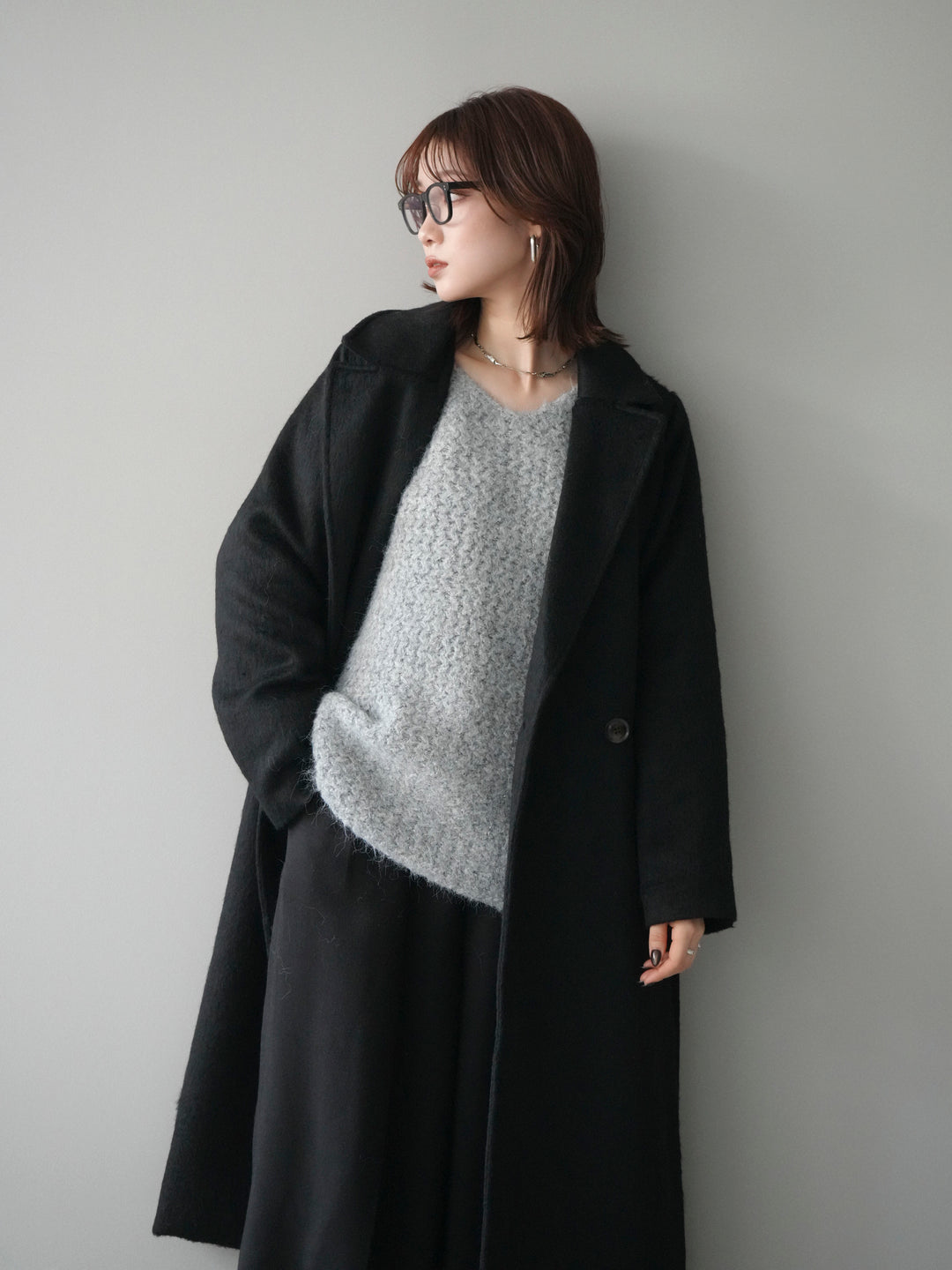 [予約]ソフトシャギーチェスターコート/black