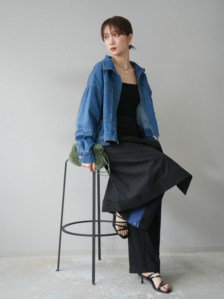 [予約]ZIPポケットデニムショートブルゾン/ブルー