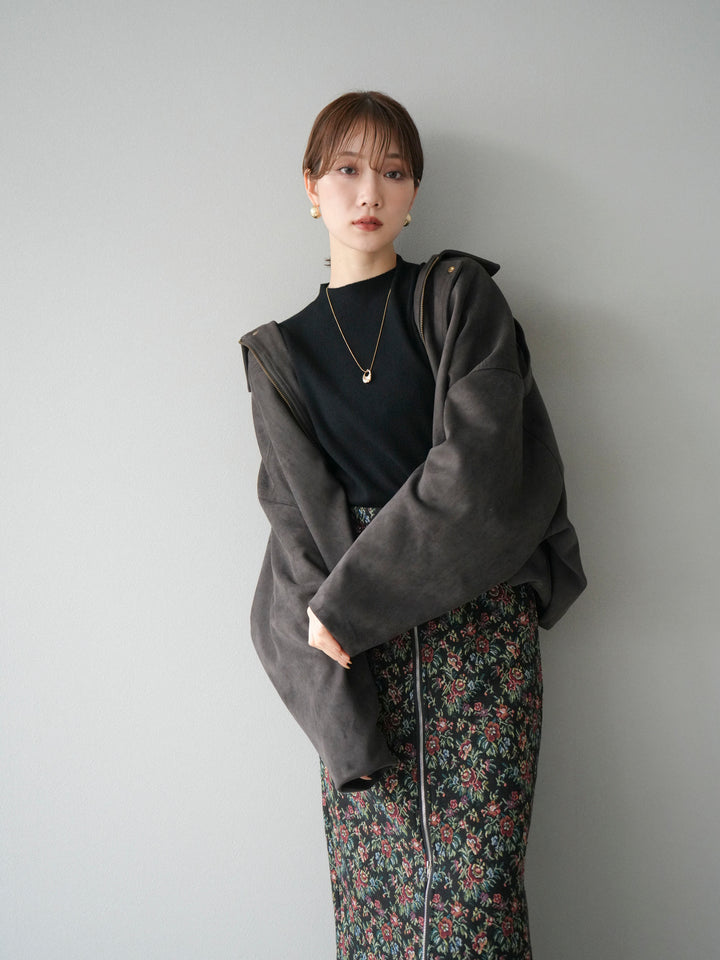 [SET]スウェードオーバーブルゾン+ゴブランフロントジップタイトスカート(2set)