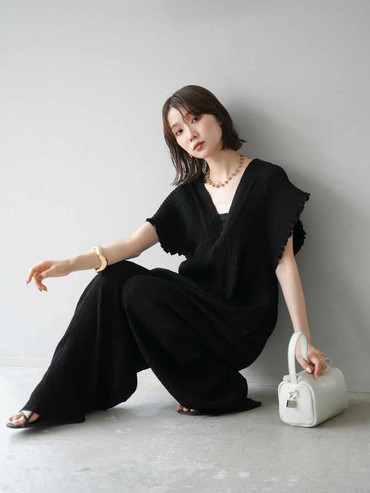 [SET]楊柳シャーリングサロペット+楊柳シャーリングサロペット(2set)