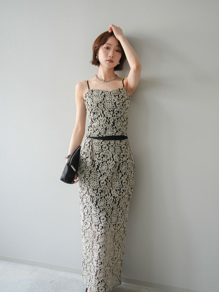 [SET]フルレースキャミ＆IラインスカートSET UP