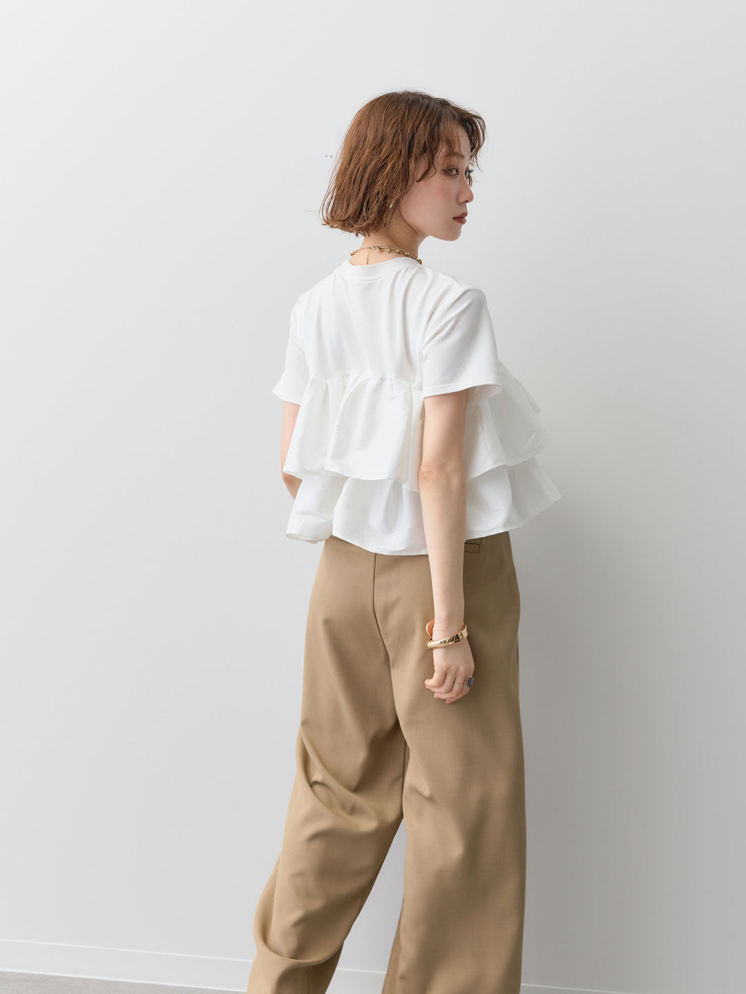 [SET]フリルティアードTEE+クレープデシンタックワイドパンツ(2set)