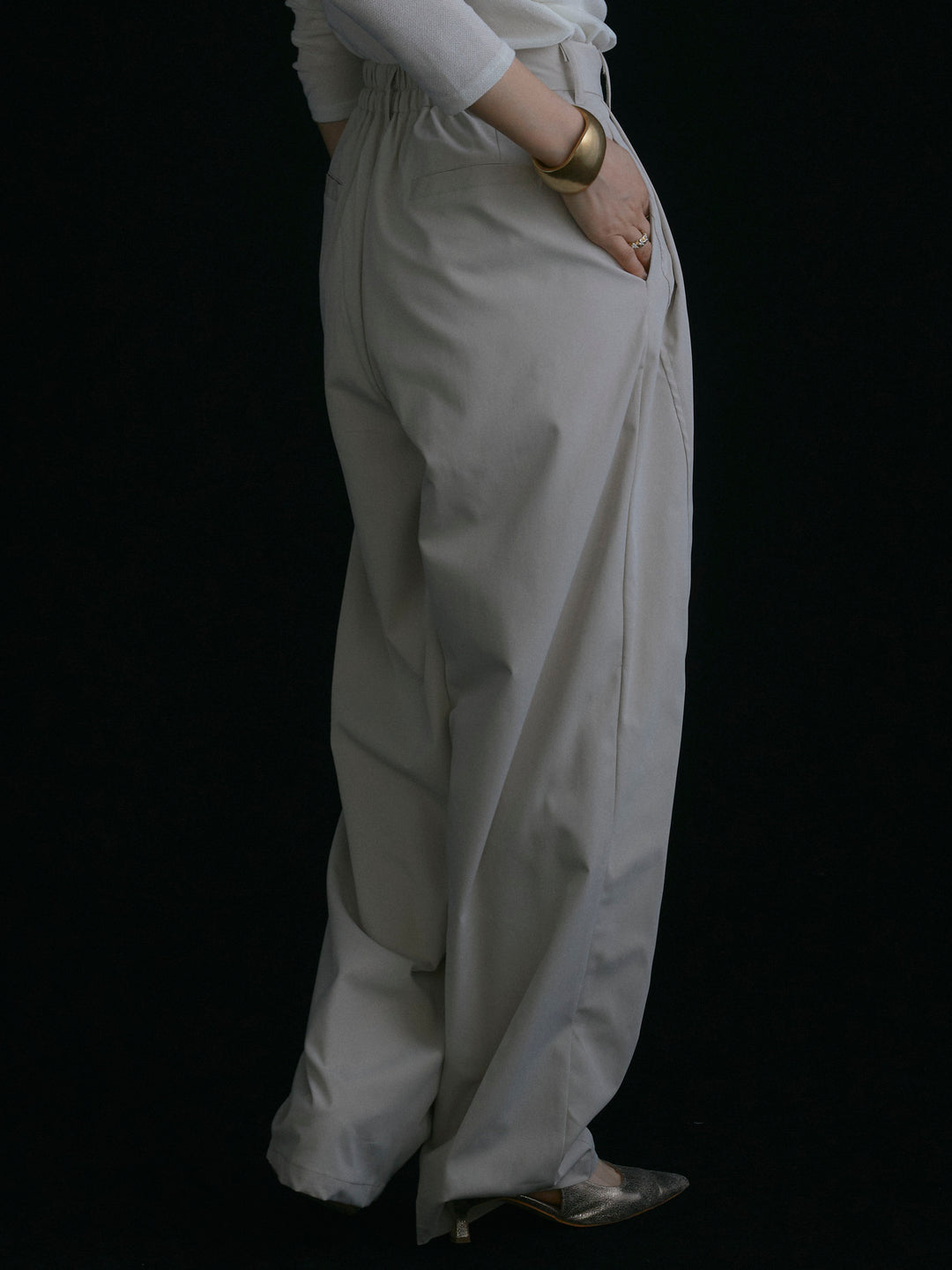 [予約]タフタワイドカーブパンツ/アイボリー