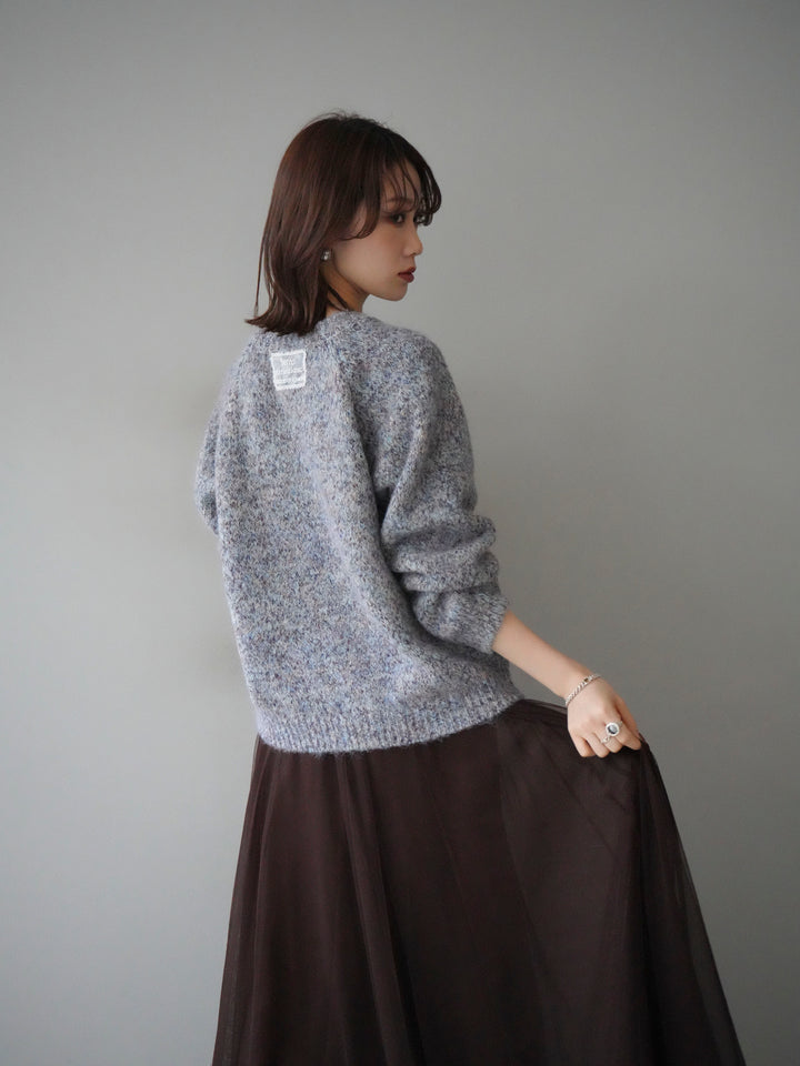 [SET]ロゴラベルミックスヤーンニットプルオーバー+ロゴラベルミックスヤーンニットプルオーバー(2set)