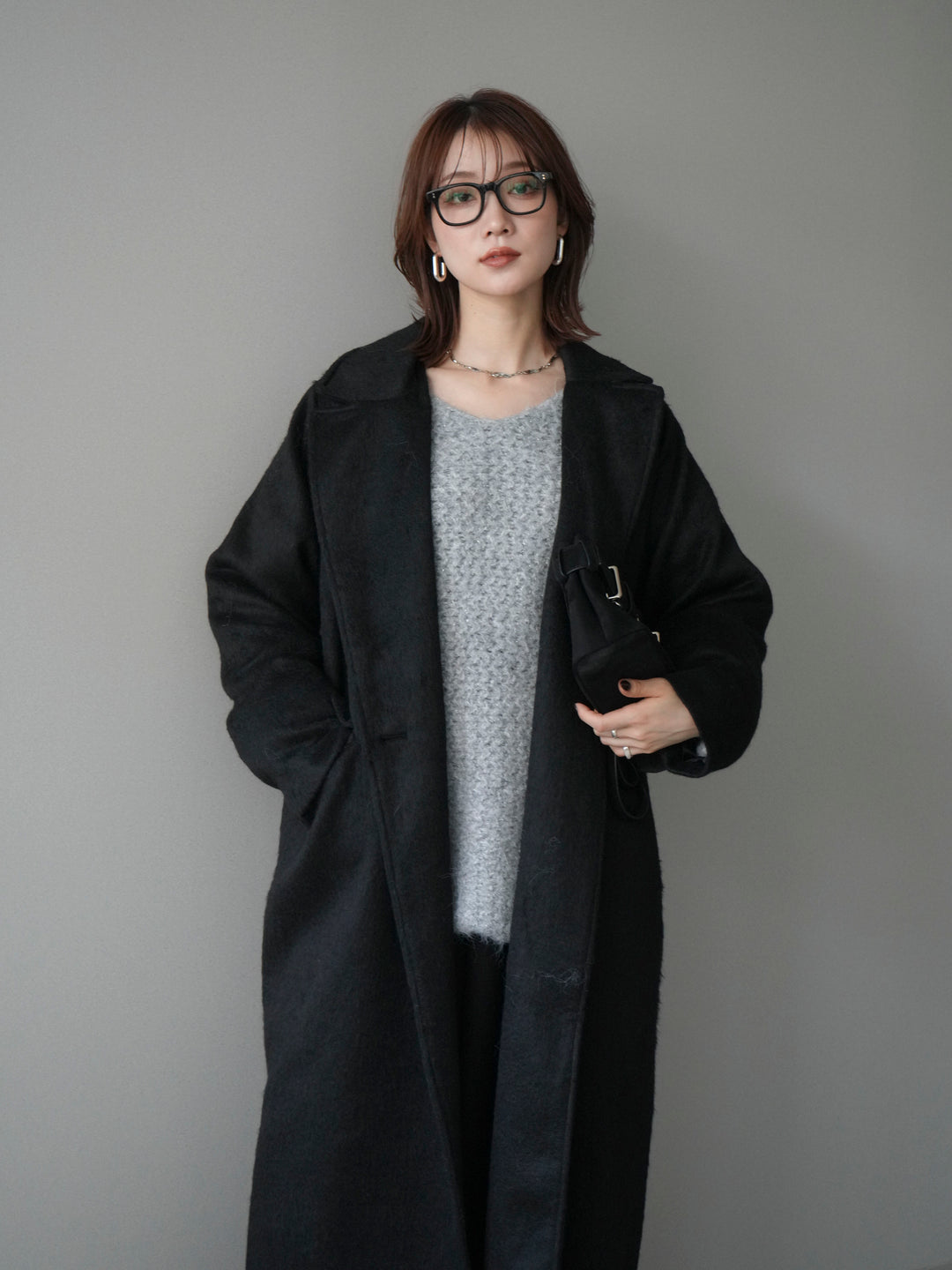 [予約]ソフトシャギーチェスターコート/black