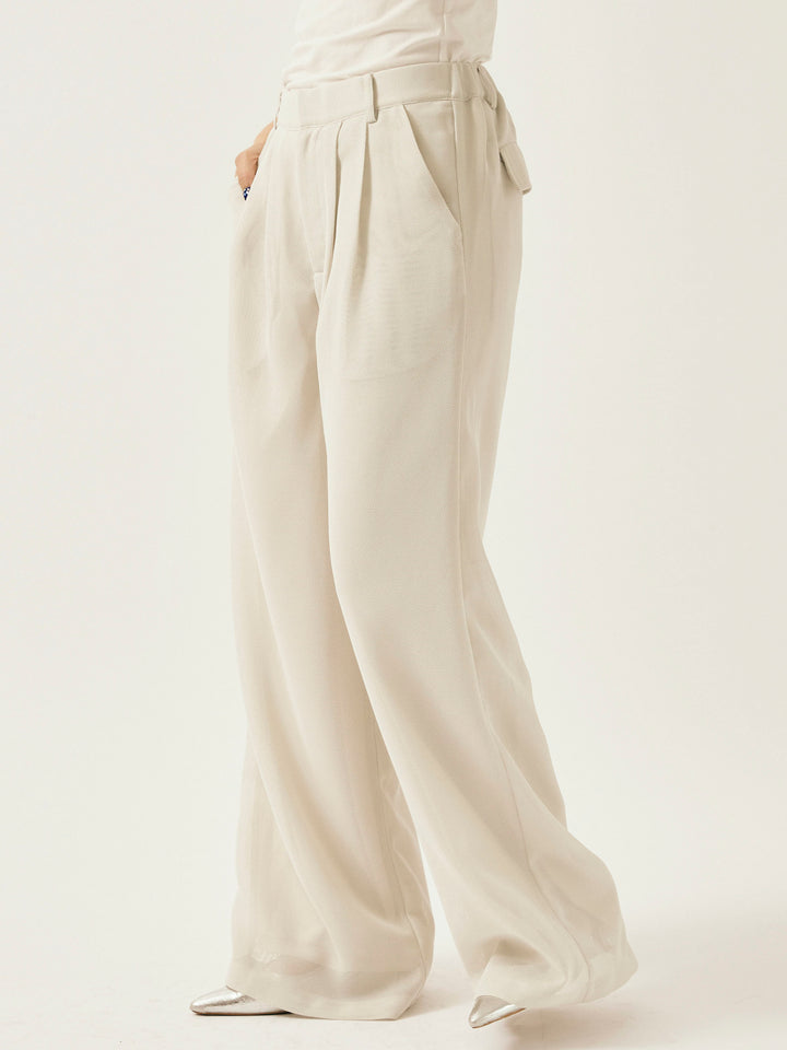 [予約]メッシュタックワイドパンツ/オフグレー