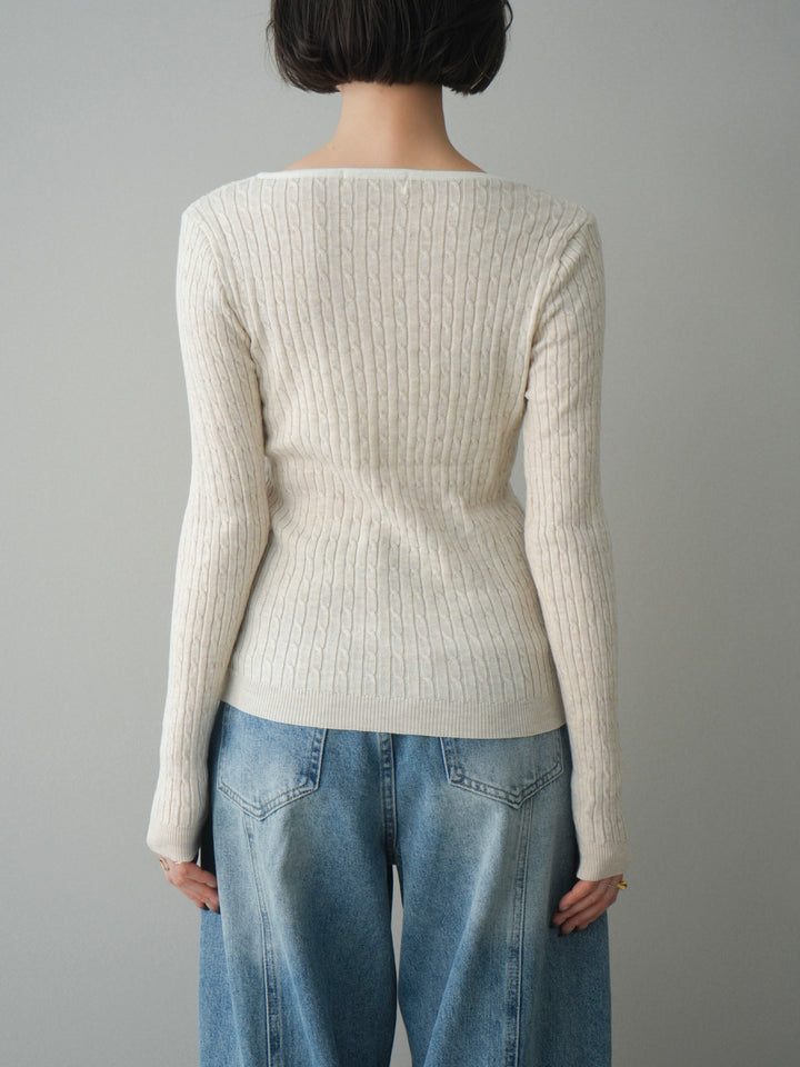 [予約]バイカラーレイヤードニットカーディガン/white