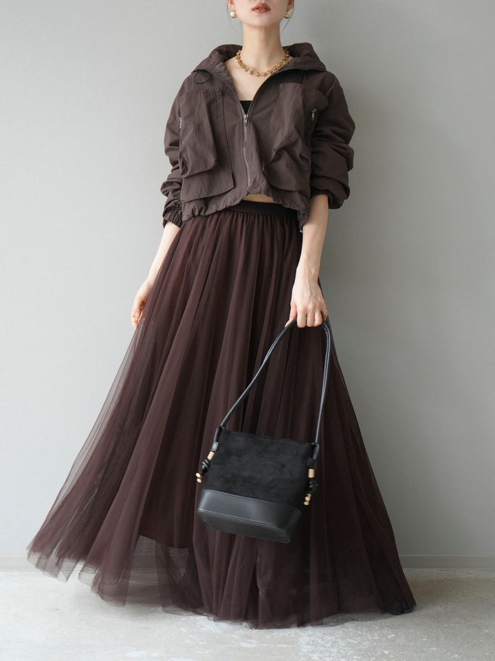 [予約]ポケットデザインショートブルゾン/ブラック