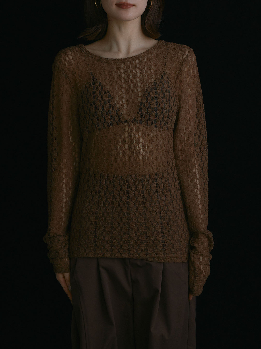 [予約]バックラウンドレーストップス/ブラウン