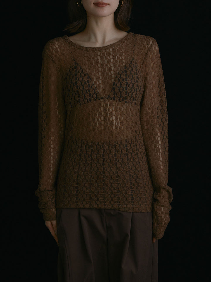 [予約]バックラウンドレーストップス/ブラウン