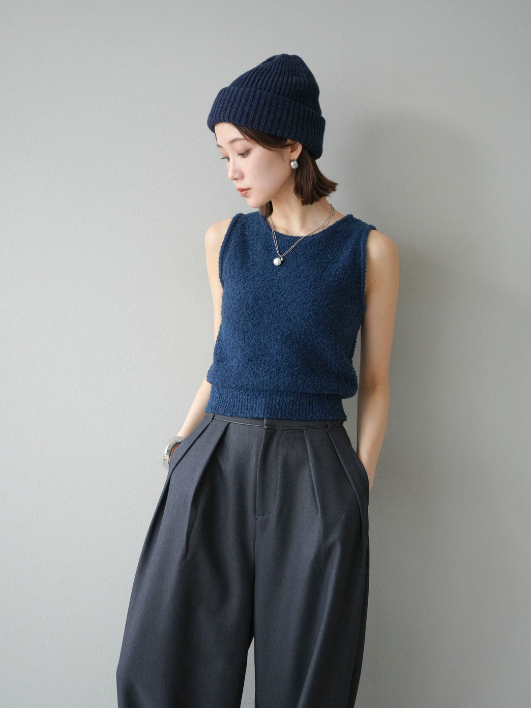 [予約]ニットビーニー/ブラウン