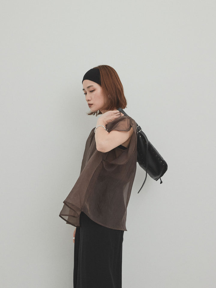 [予約]コンパクトスムースシアーレイヤードトップス/ブラウン