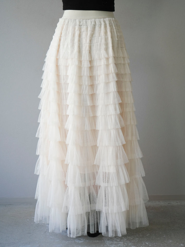 [予約]チュールティアードスカート/アイボリー
