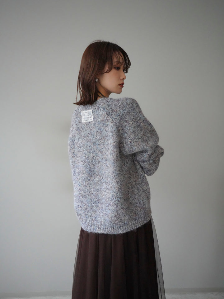 [SET]ロゴラベルミックスヤーンニットプルオーバー+選べるアクセセット(2set)