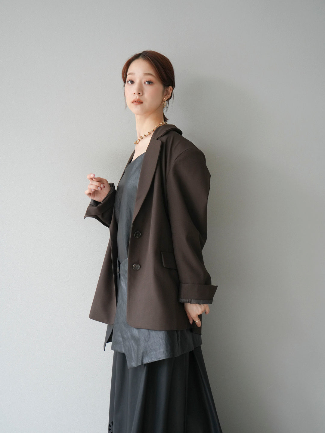 [予約]エステルオーバーテーラードジャケット/ブラウン
