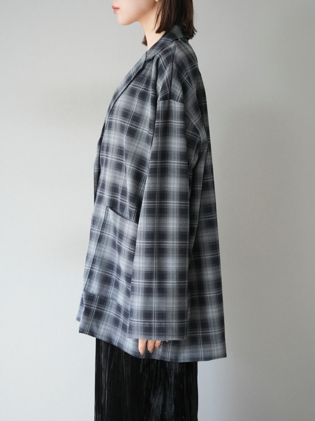 [予約]チェックシャツジャケット/ネイビー