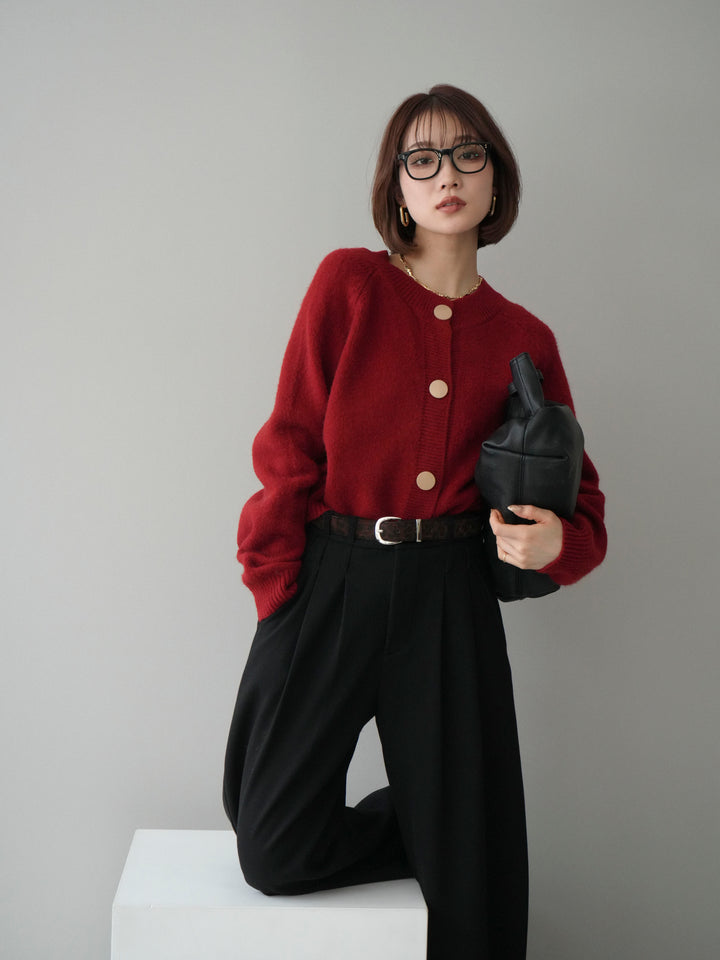 [予約]BIGボタンニットカーディガン/red