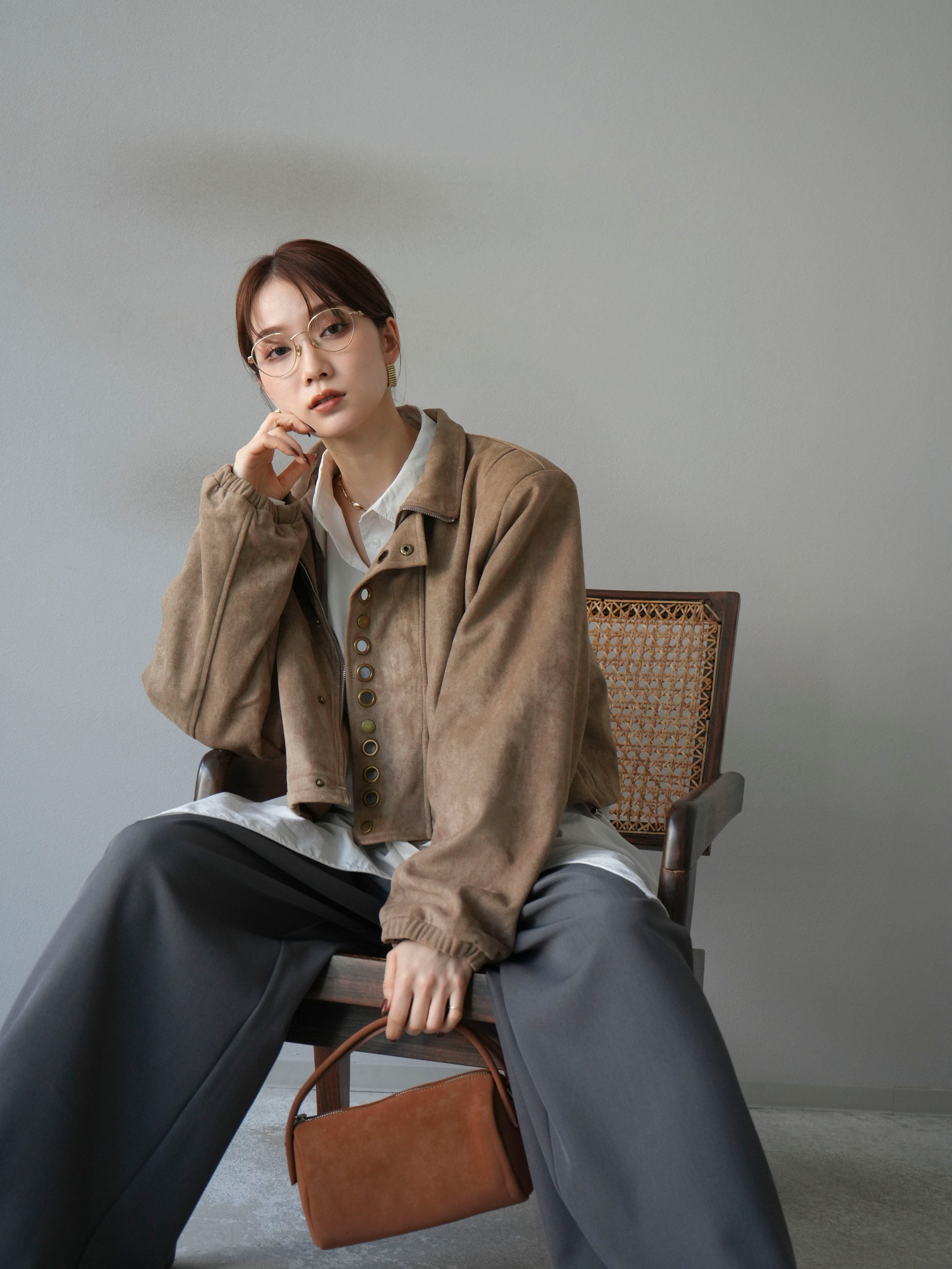 予約]パンチングデザインスエードショートジャケット/ベージュ – Lumier