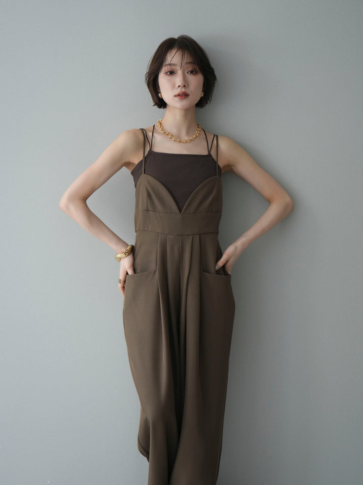 [予約]バックデザインサロペット/brown