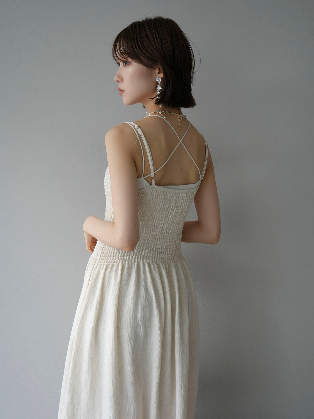 [Pre-order] Gathered camisole dress/ivory