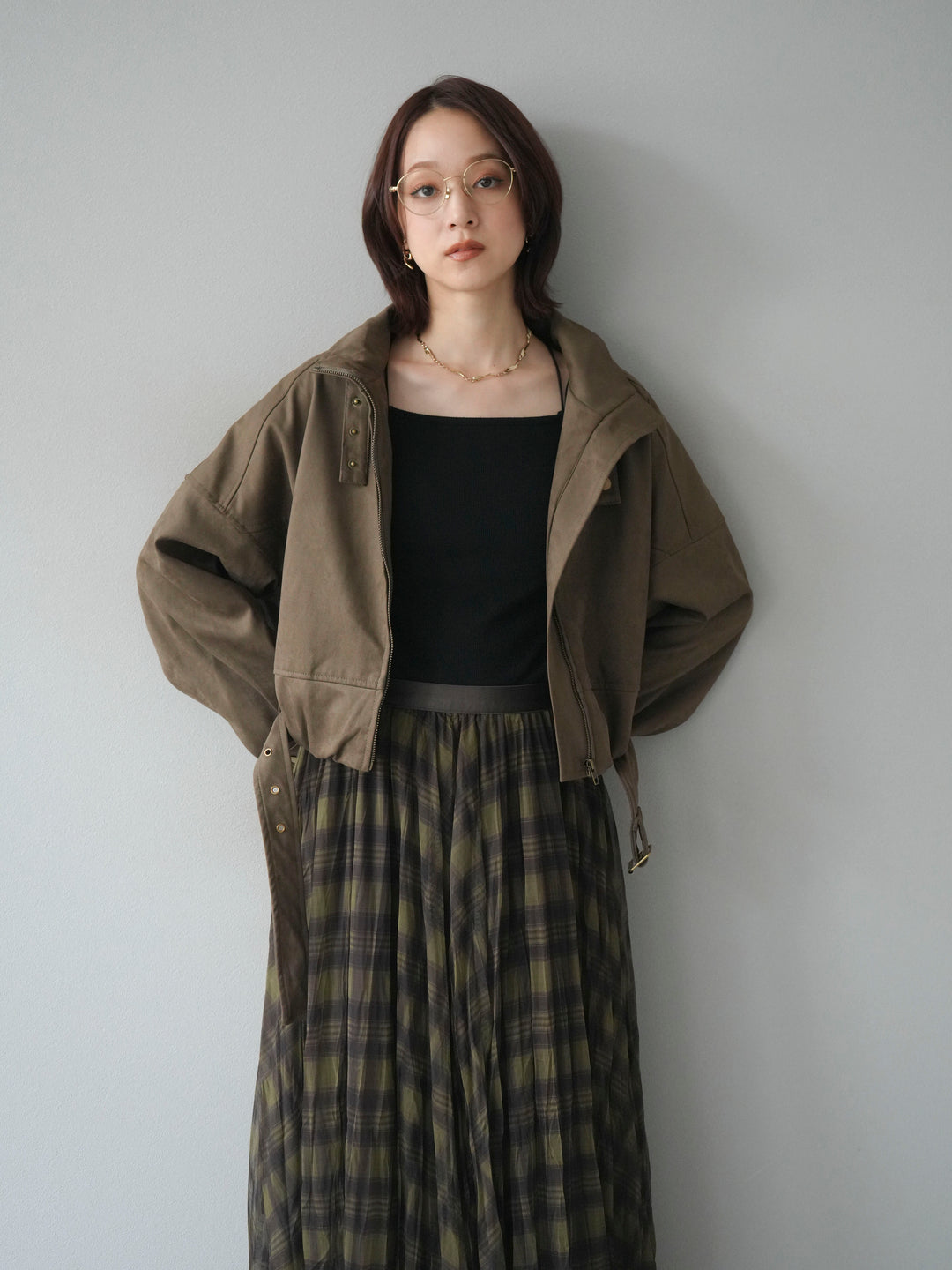 [予約]スエードバルーンショートブルゾン/khaki