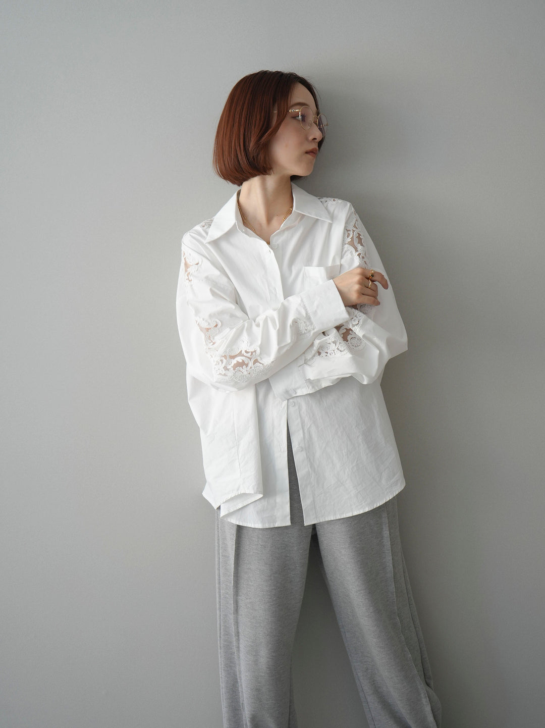 [SET]アームレースブロードシャツ+2WAYデザインスウェットパンツ(2set)