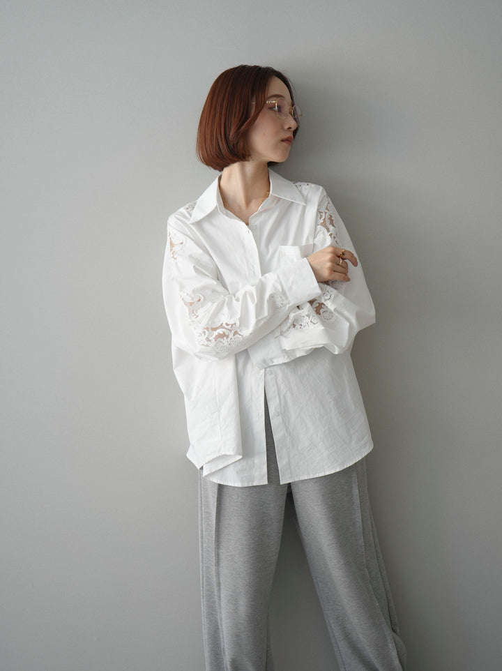 [SET]アームレースブロードシャツ+2WAYデザインスウェットパンツ(2set)