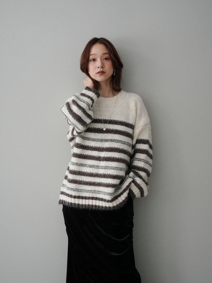 [SET]ステッチボーダーニットプルオーバー+ステッチボーダーニットプルオーバー(2set)