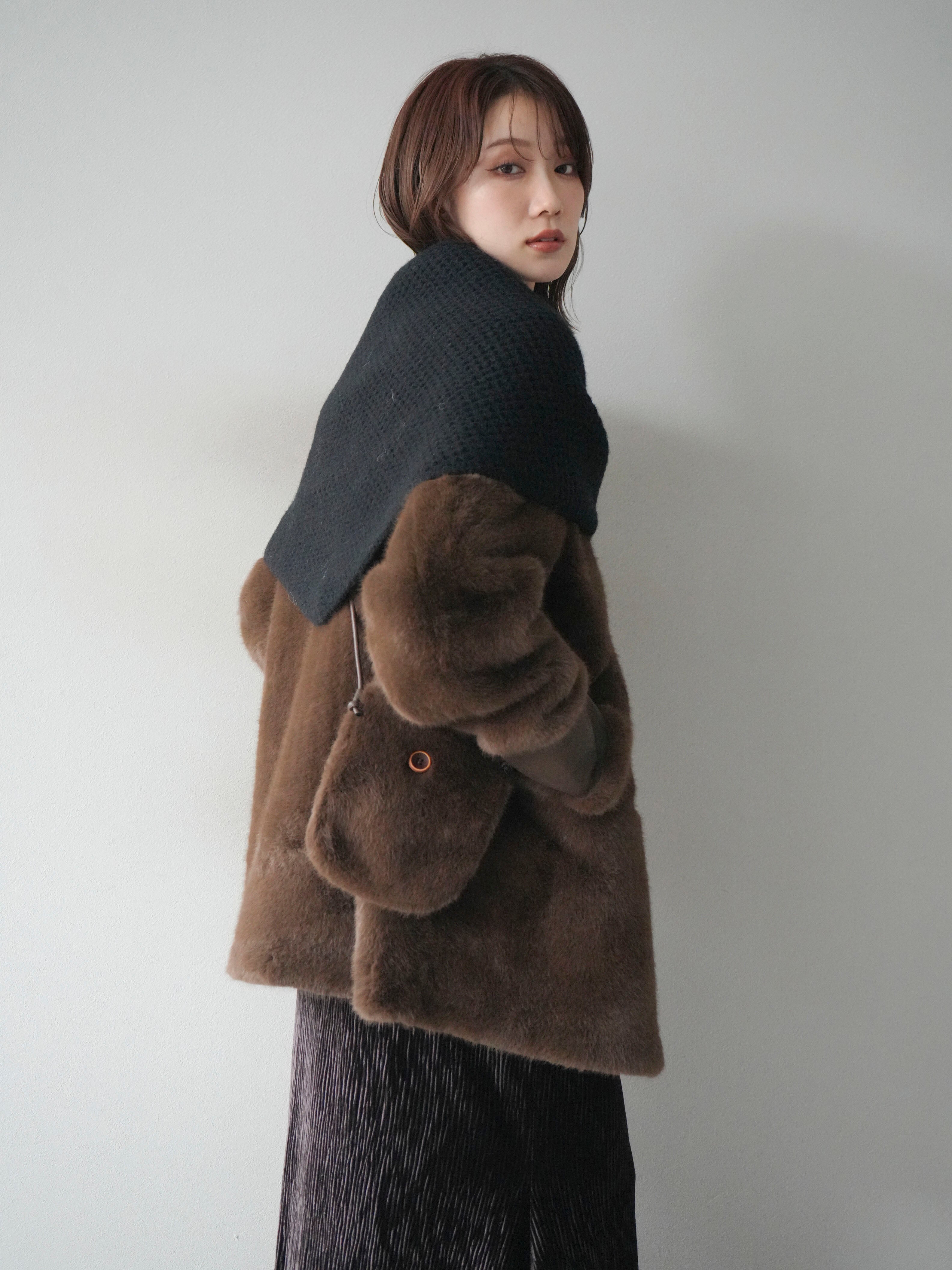 バッグ付エコファーノーカラーコート　ブラウン　lumier 予約]バッグ付エコファーノーカラーコート/brown – Lumier