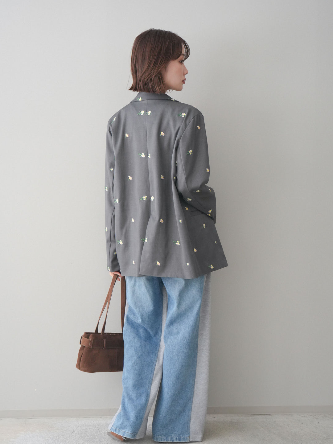 [予約]デニム切替スウェットパンツ/gray