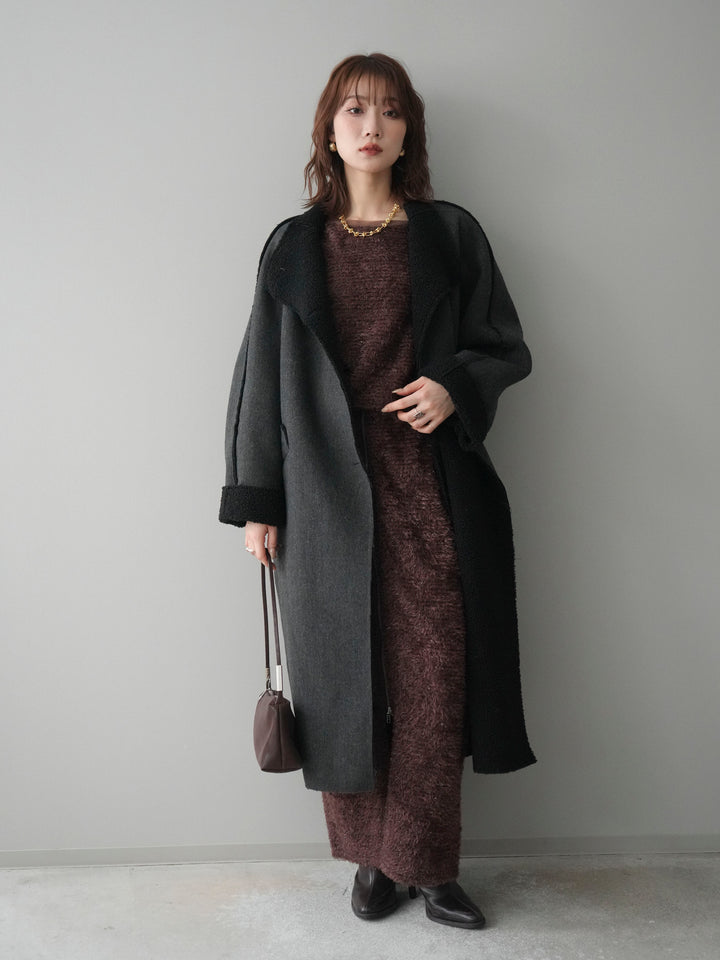 [SET]アウトシーム裏ボアコート+ラメシャギートップス(2set)