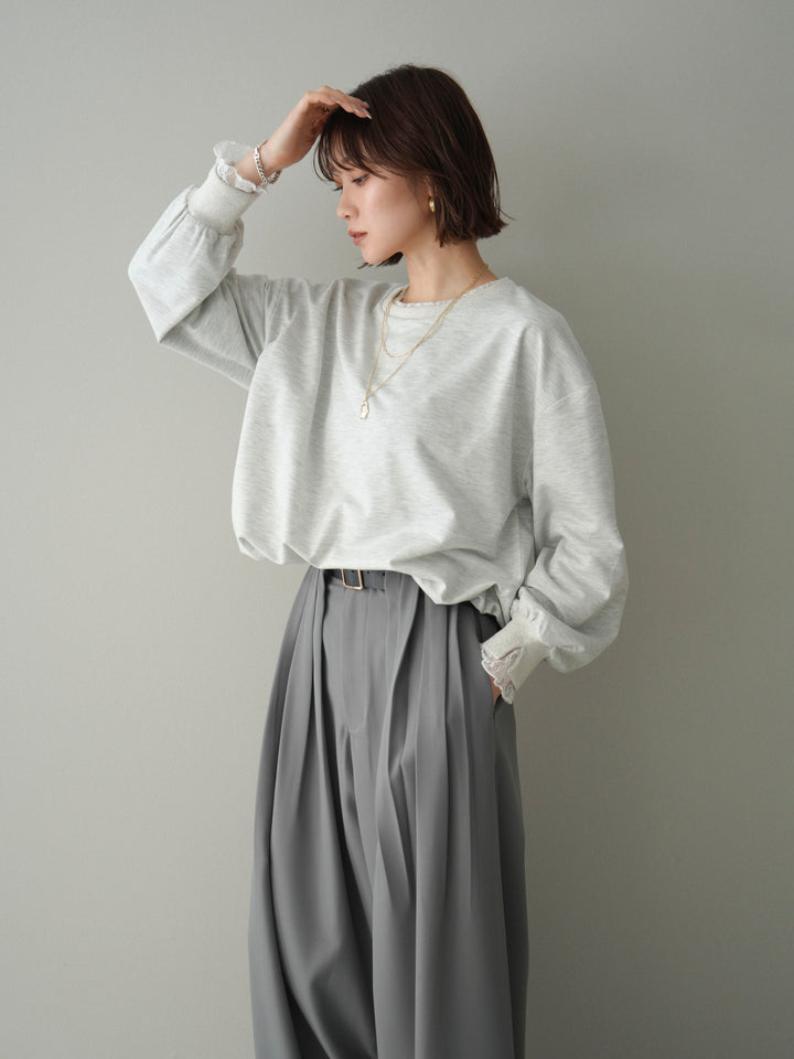 [予約]袖レースカットバルーンプルオーバー/oatmeal