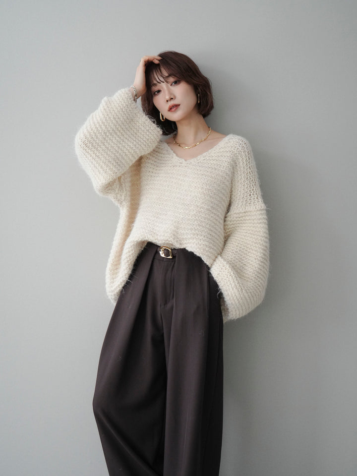 [SET]ワッフル編みシャギーニットプルオーバー+ワッフル編みシャギーニットプルオーバー(2set)