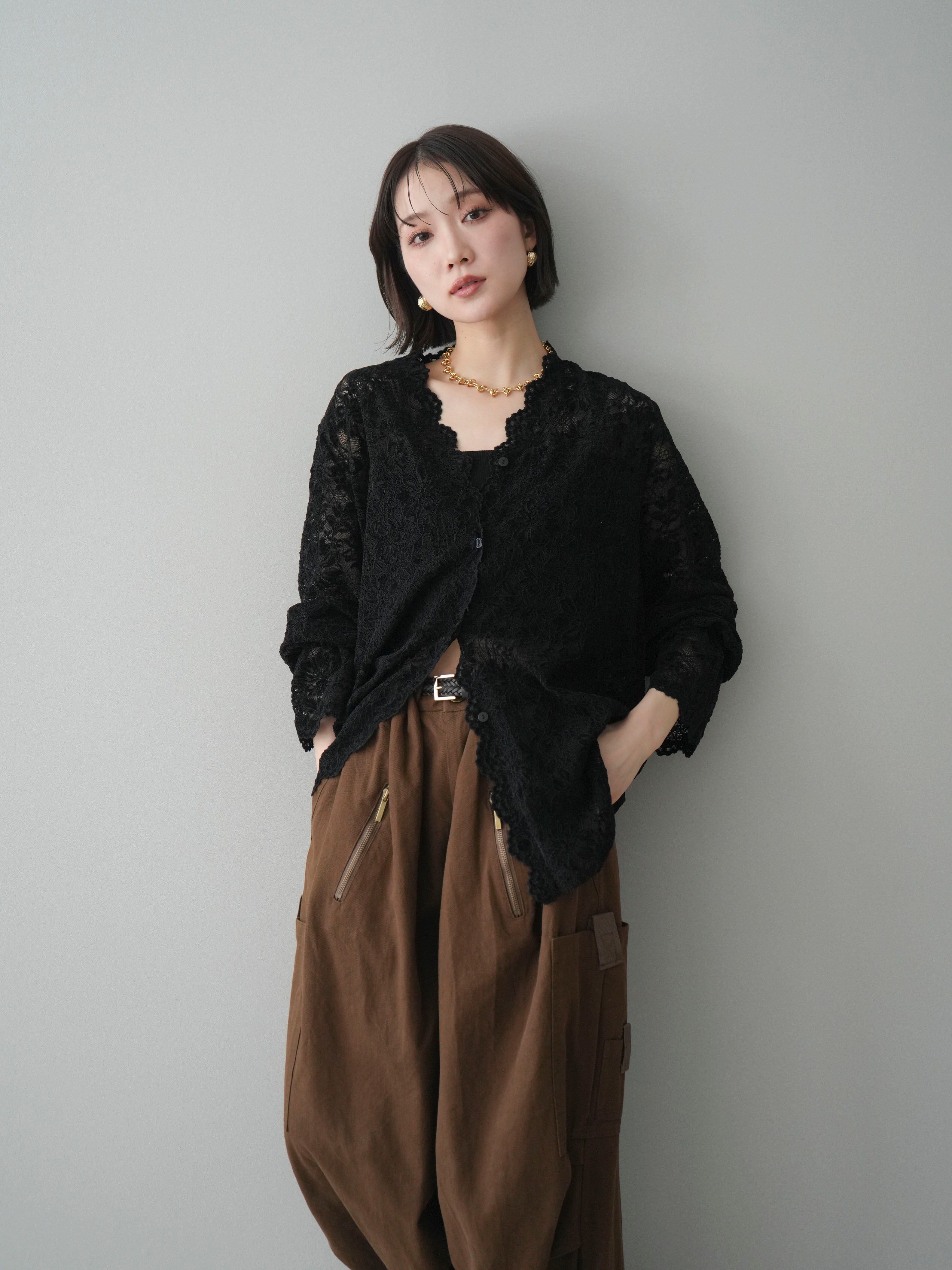 Antiquités noir Linen Embroidery レースブラウス ICHI Antiquites (イチアンティークス) Antiquites noir AZUMADAKI