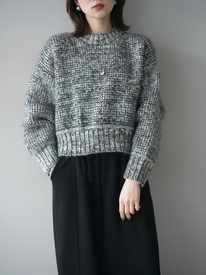 [予約]ボリュームスリーブミックスネップニットプルオーバー/gray