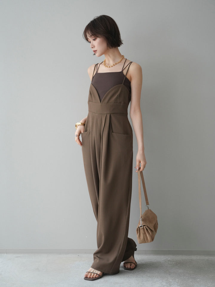 [予約]バックデザインサロペット/brown