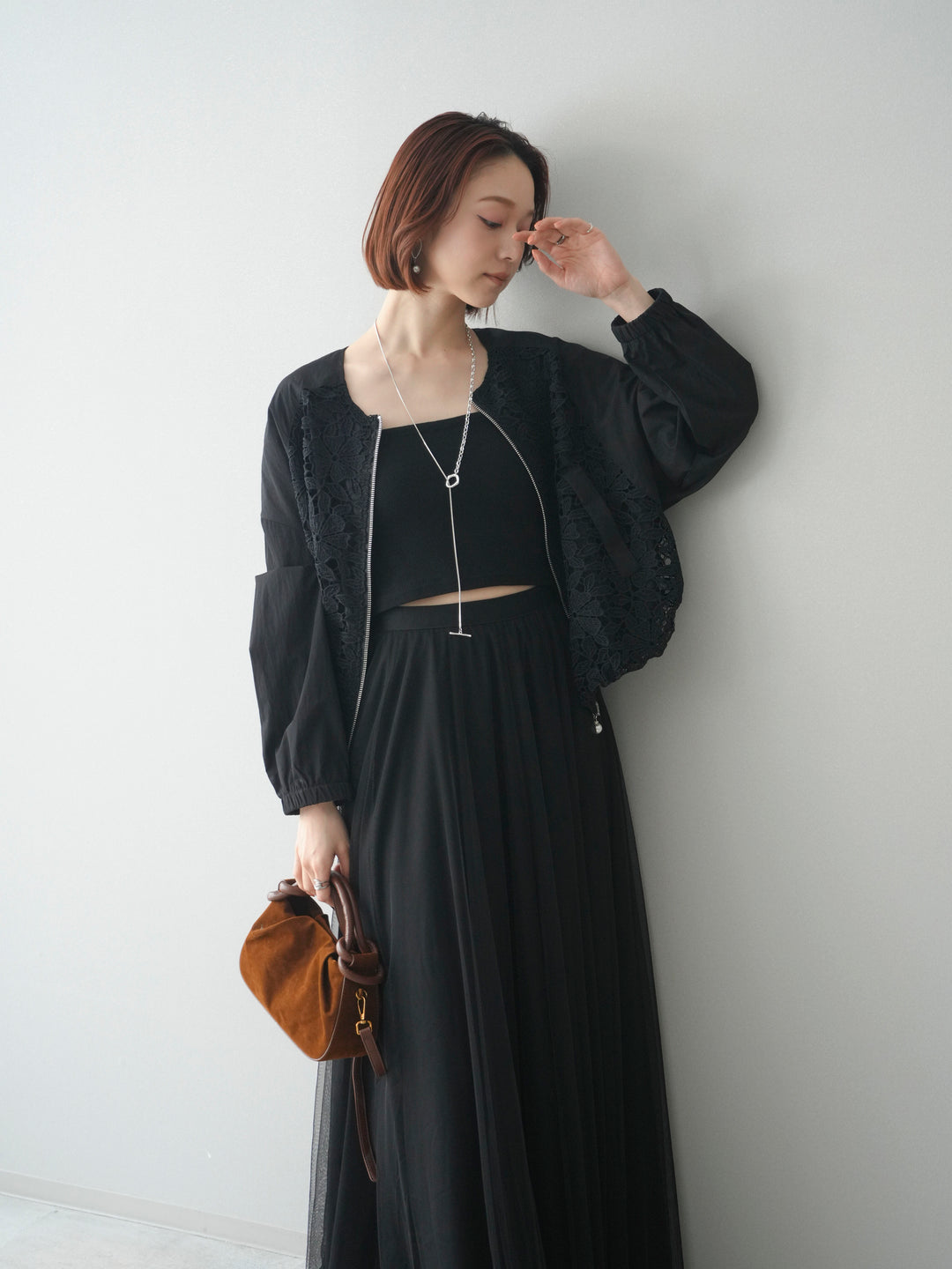 [SET]レースドッキングブルゾン+選べるアクセセット(2set)