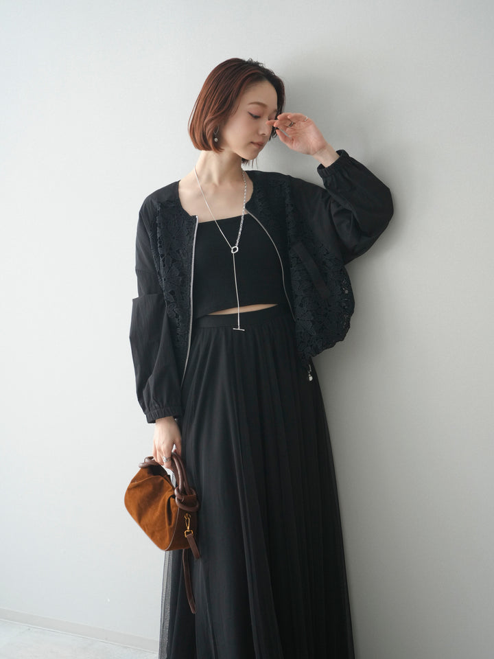 [SET]レースドッキングブルゾン+選べるアクセセット(2set)